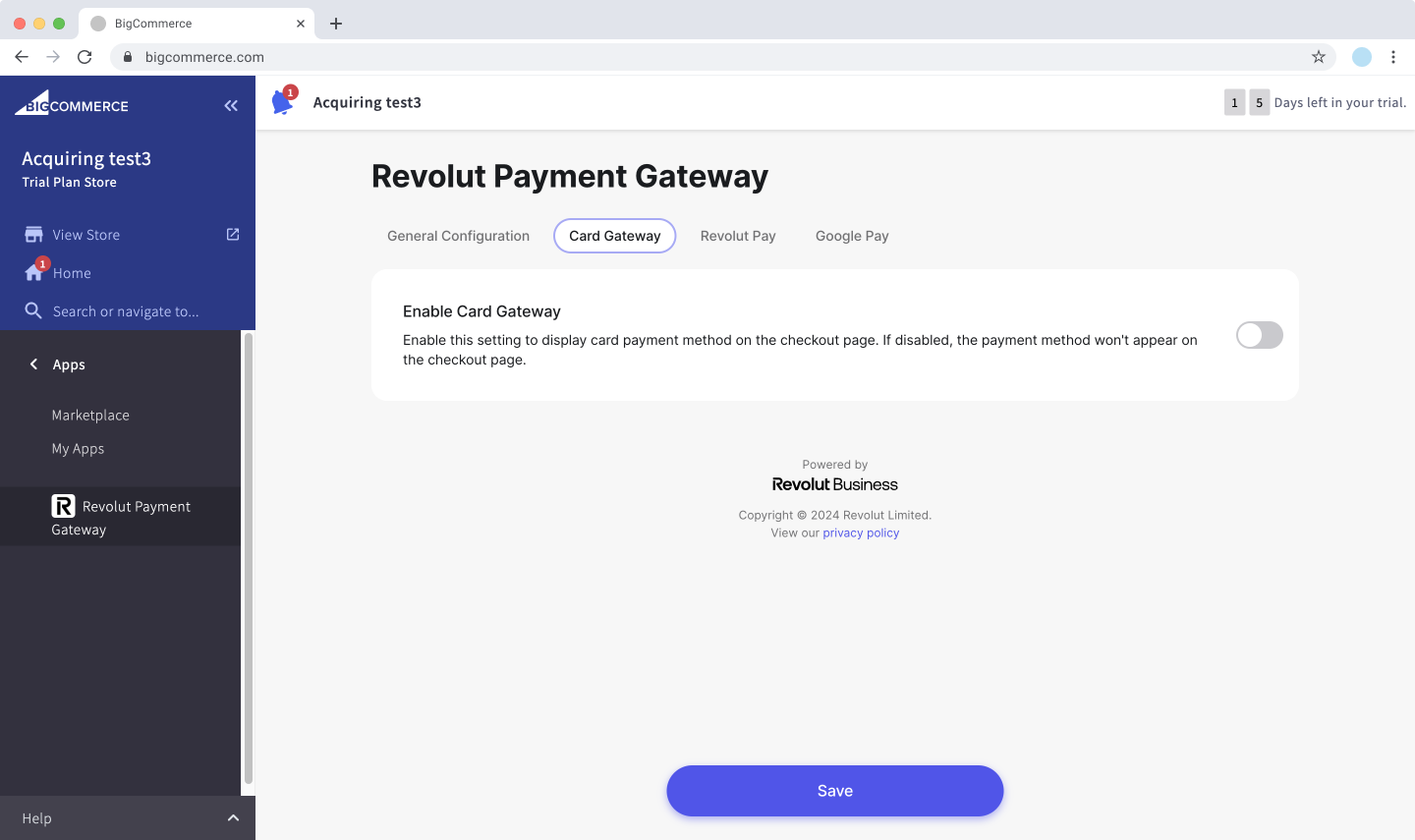 BigCommerce - Card gateway configuration