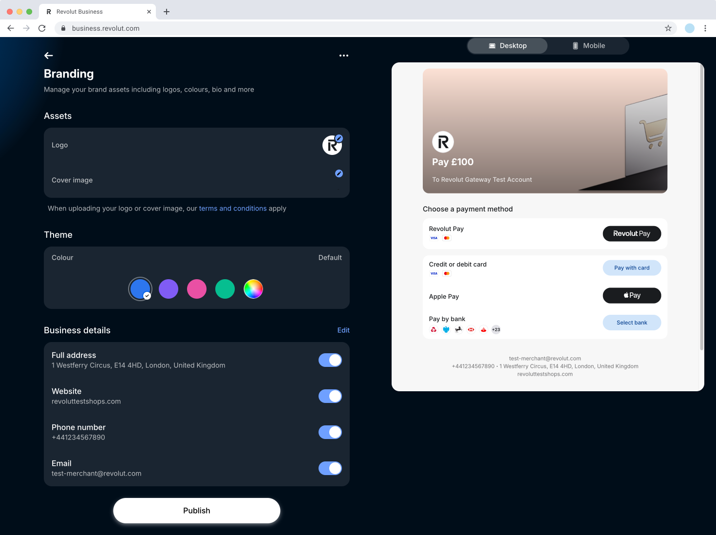 Hosted Checkout Page - Branding settings