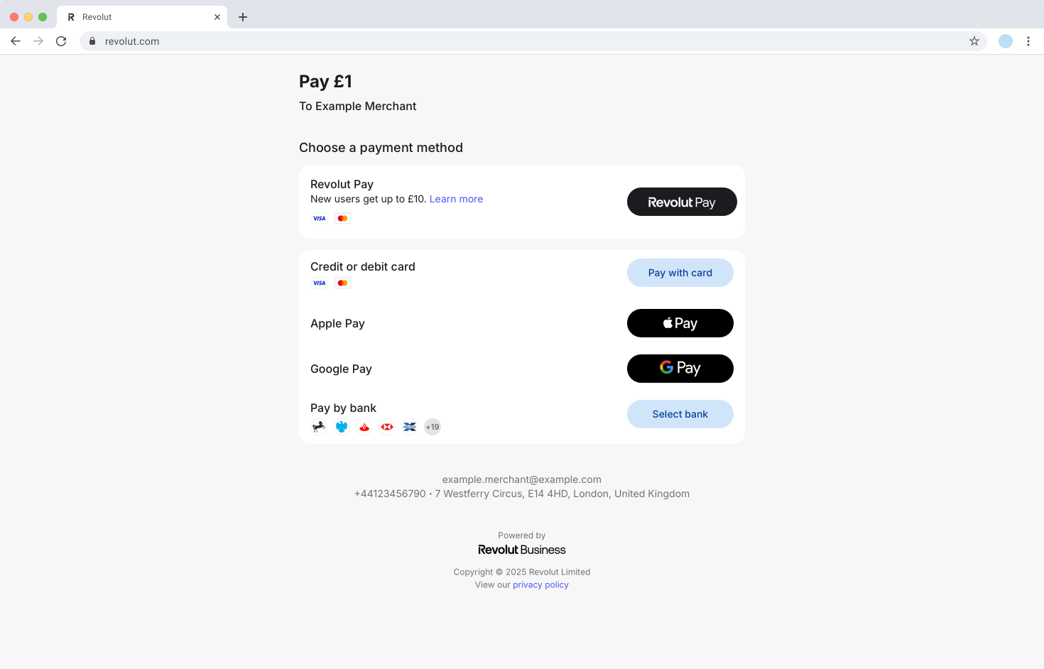Hosted Checkout Page - Checkout page