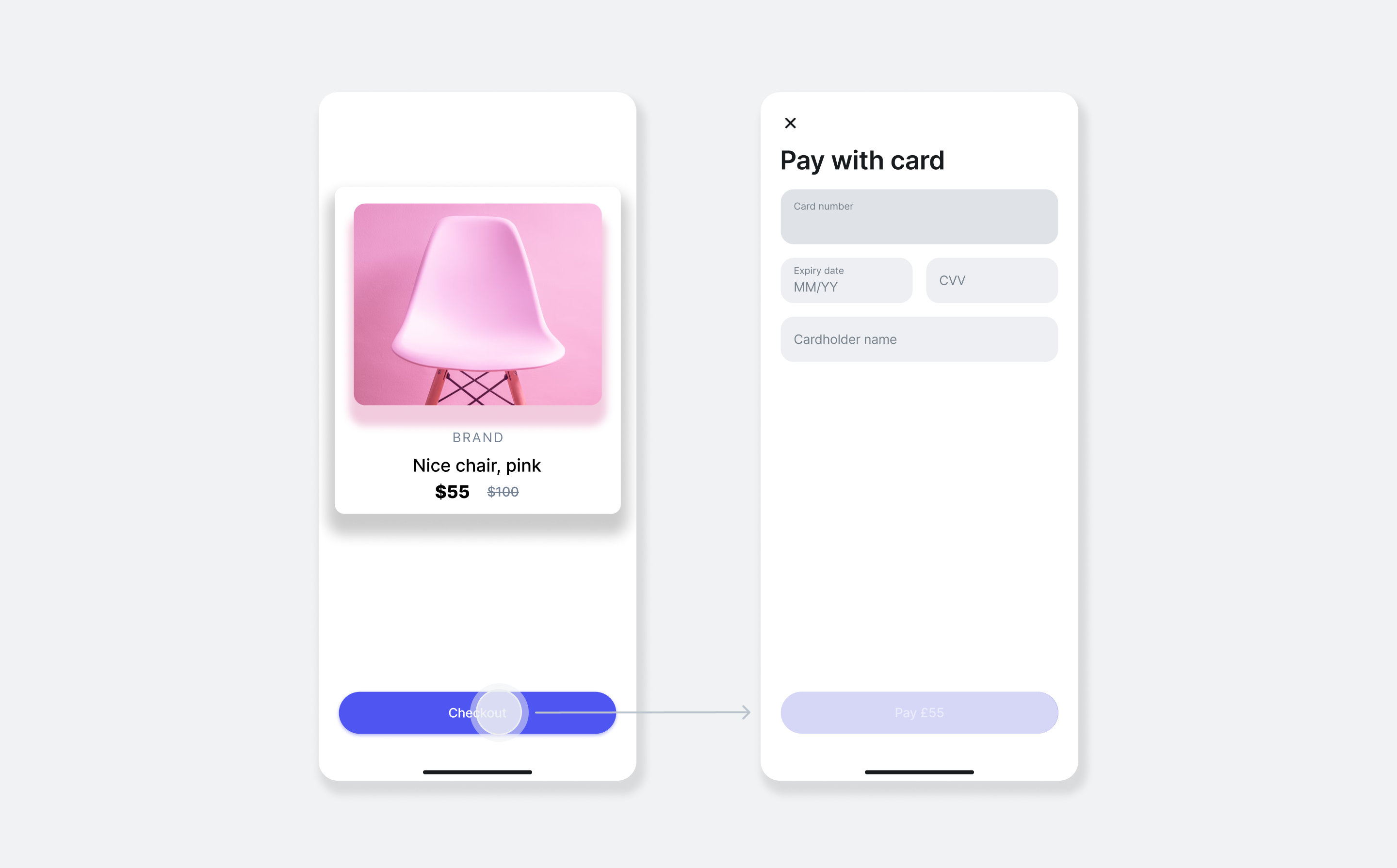 Pay with mobile card form