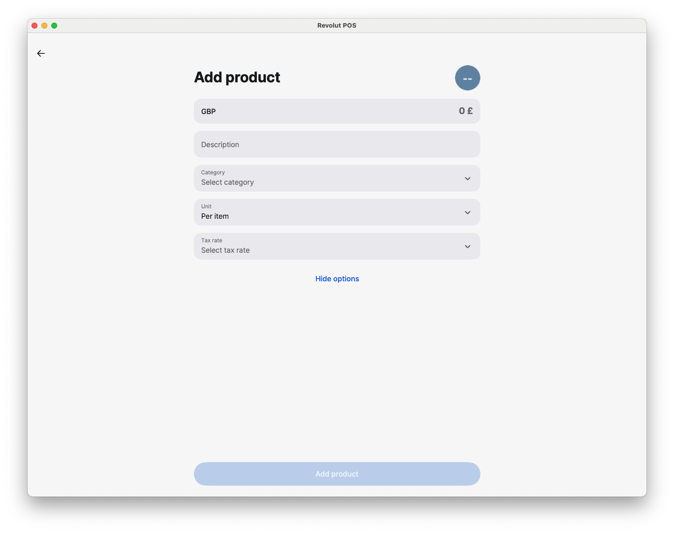 Revolut POS app: Add product