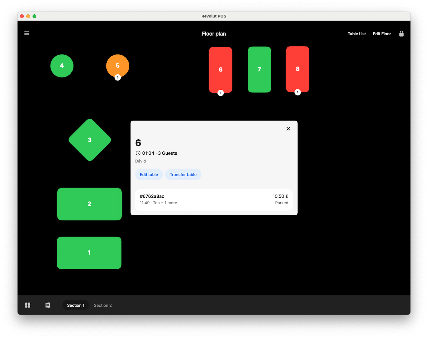 Revolut POS app: Edit table