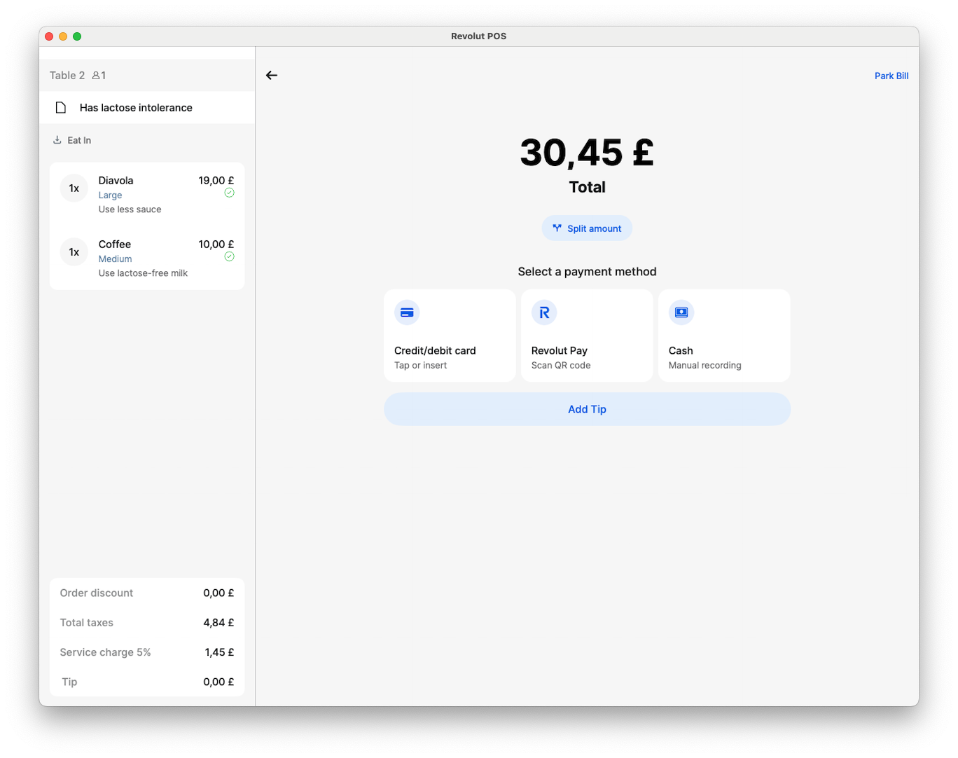 Revolut POS app: Pay bill