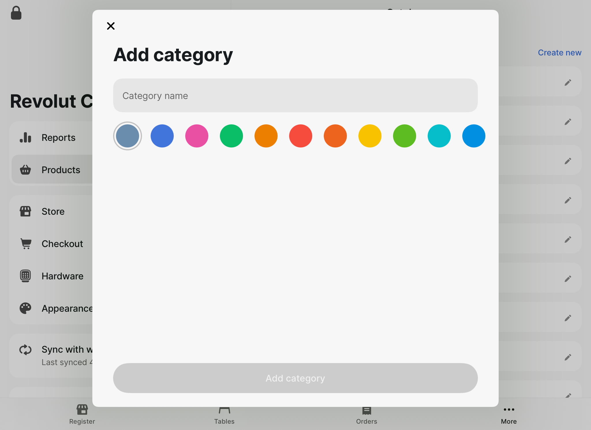 Revolut POS iPad: Create category