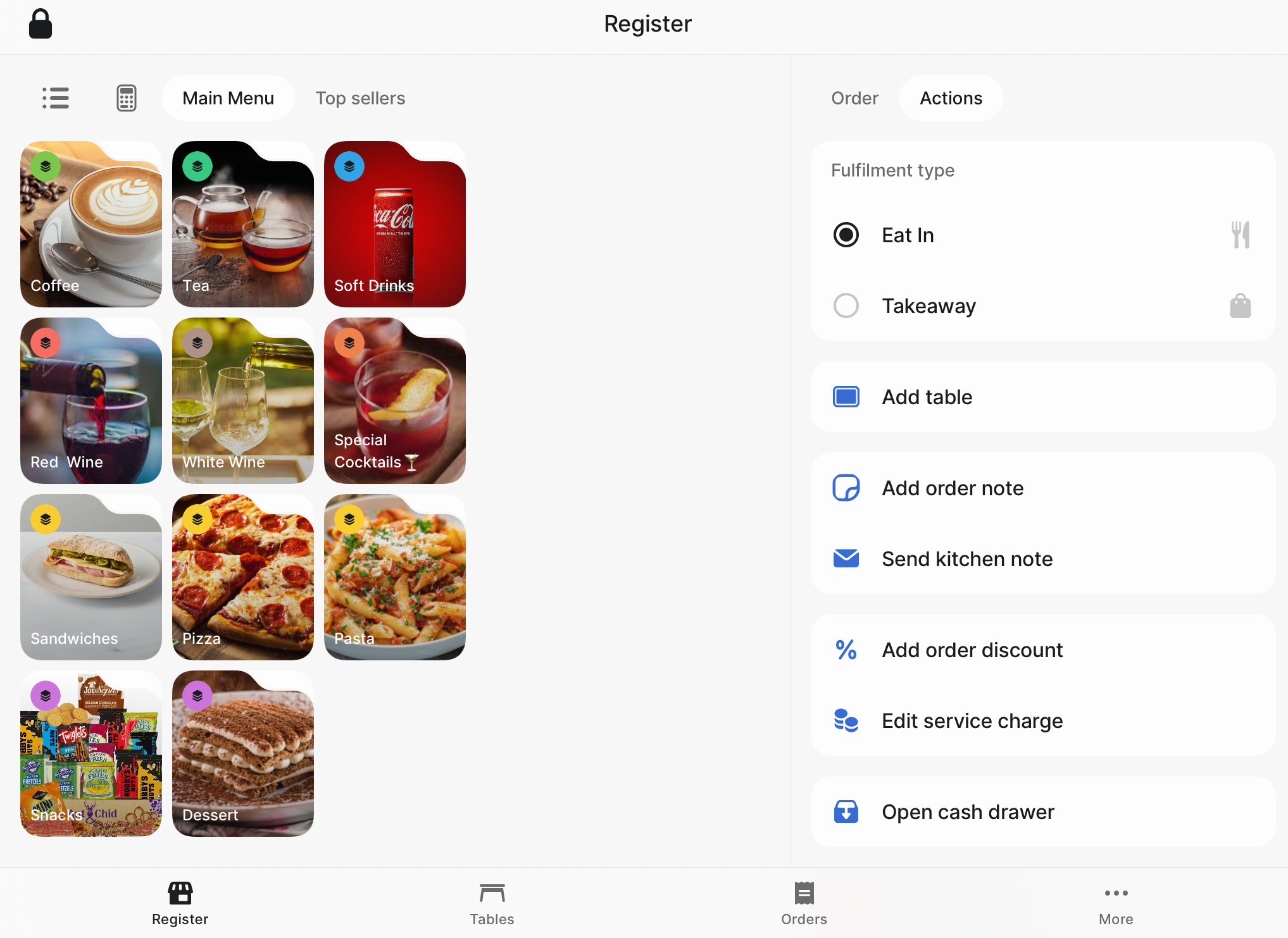 Revolut POS iPad: Order actions