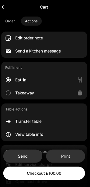 Revolut POS app: Order actions