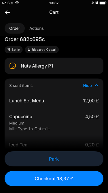 Revolut POS app: Customise order