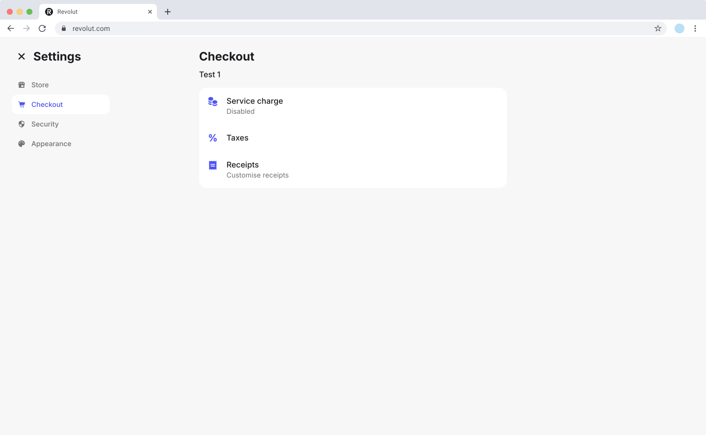 Revolut POS web portal: Checkout settings