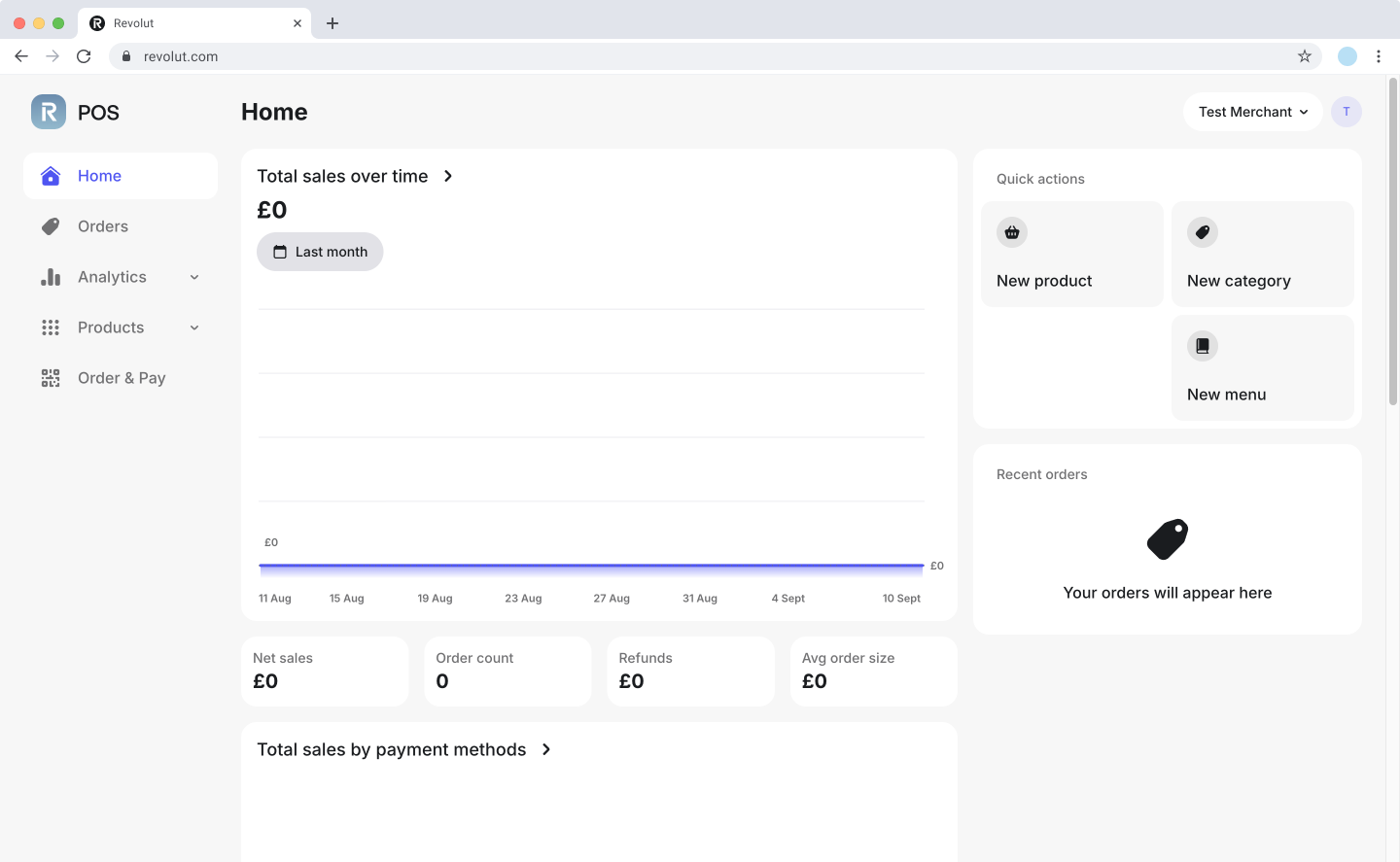 Revolut POS dashboard