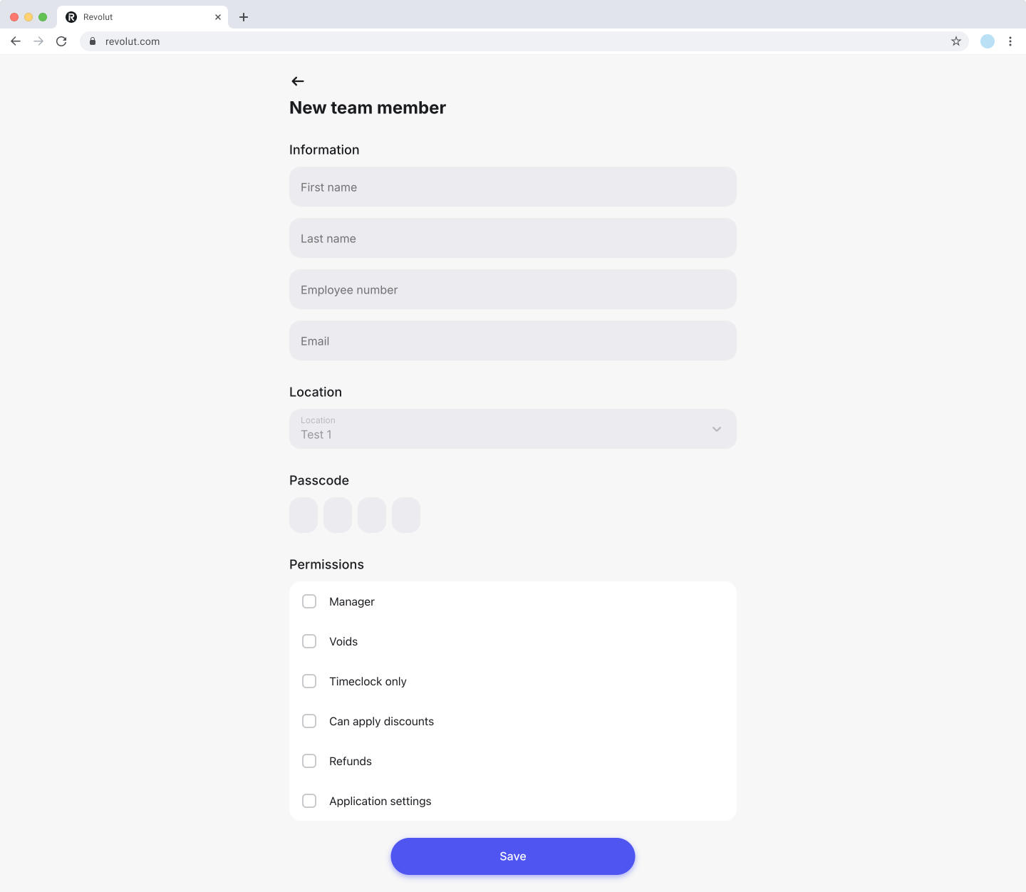 Revolut POS web portal: New team member Revolut POS web portal: New team member