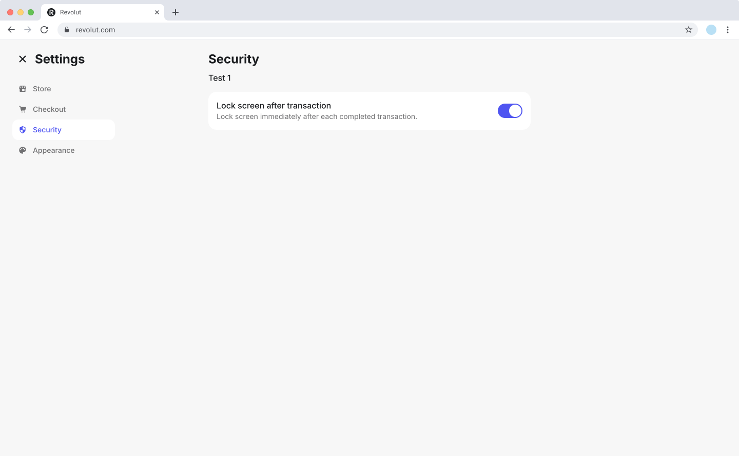 Revolut POS web portal: Security settings
