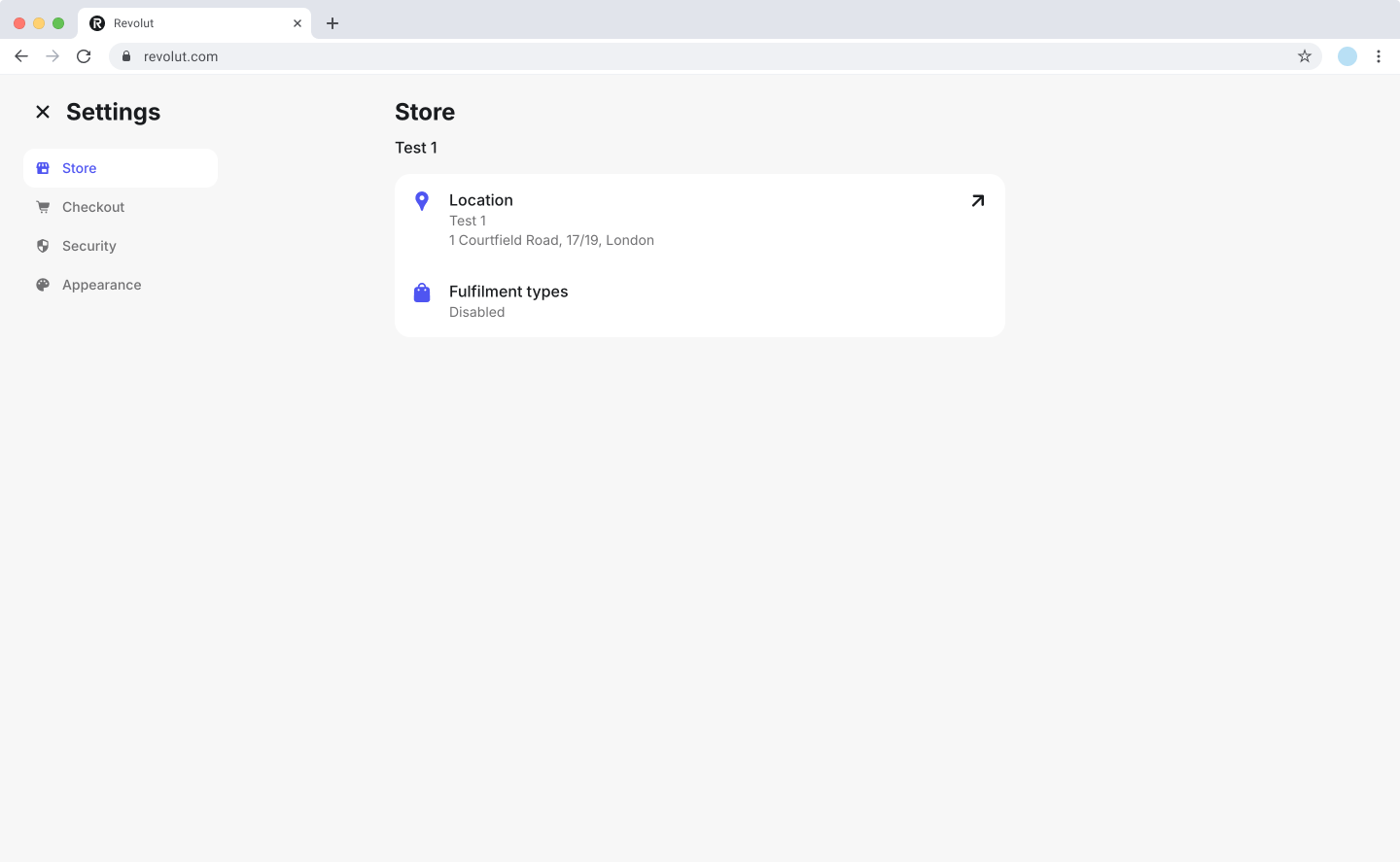Revolut POS web portal: Store settings