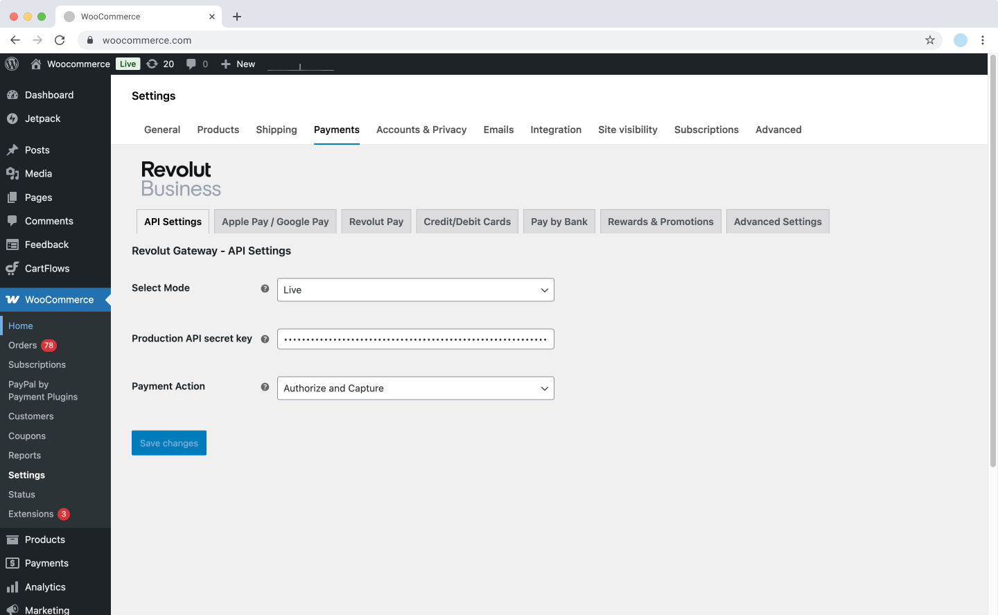 WooCommerce - API settings