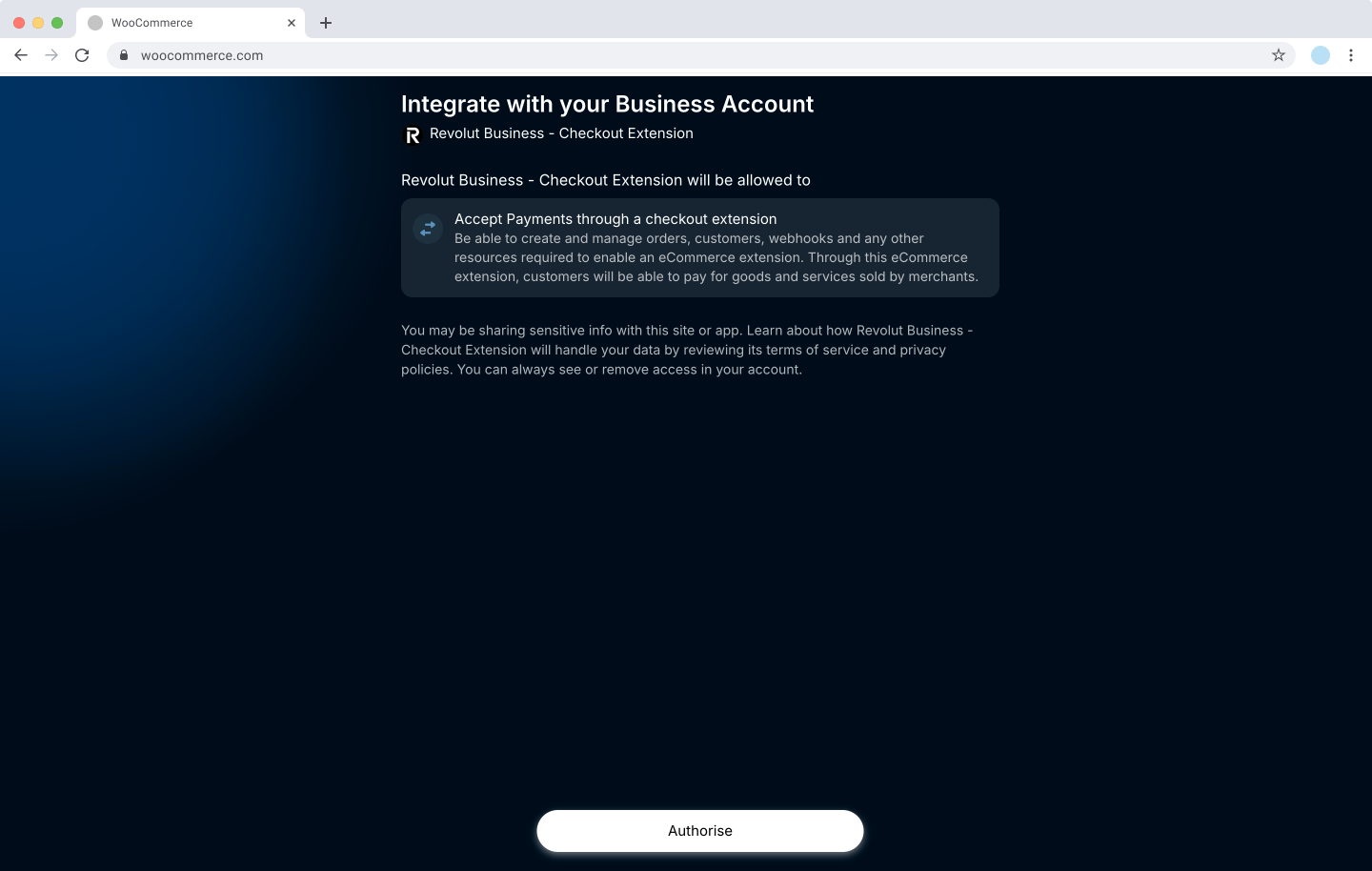WooCommerce - Account authorisation