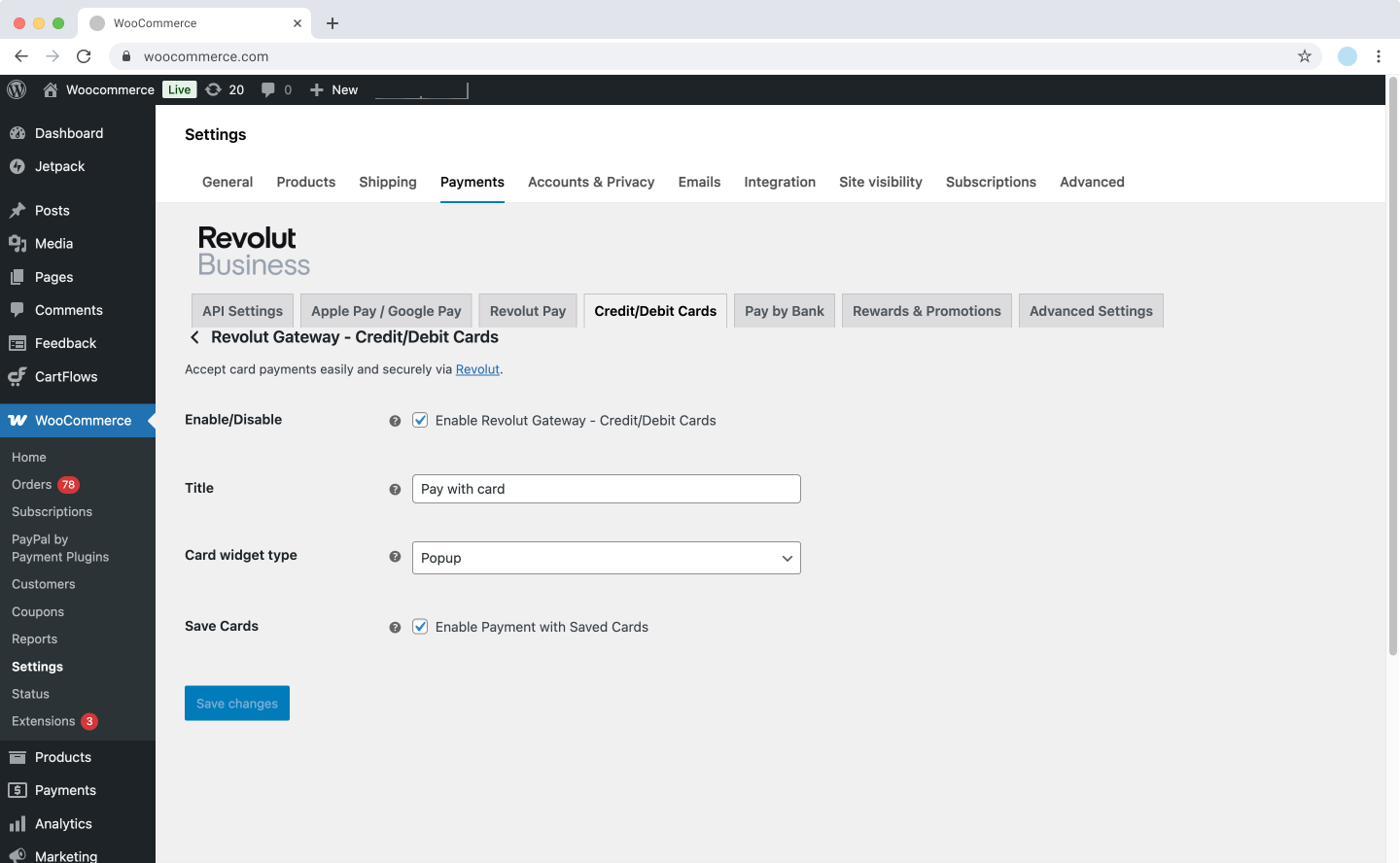 WooCommerce - Revolut Pay settings
