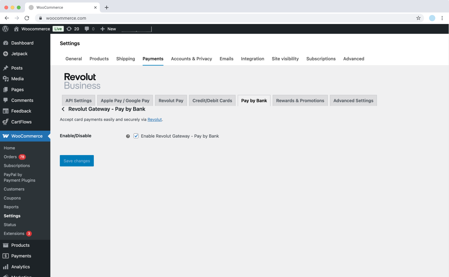 WooCommerce - Revolut Pay settings