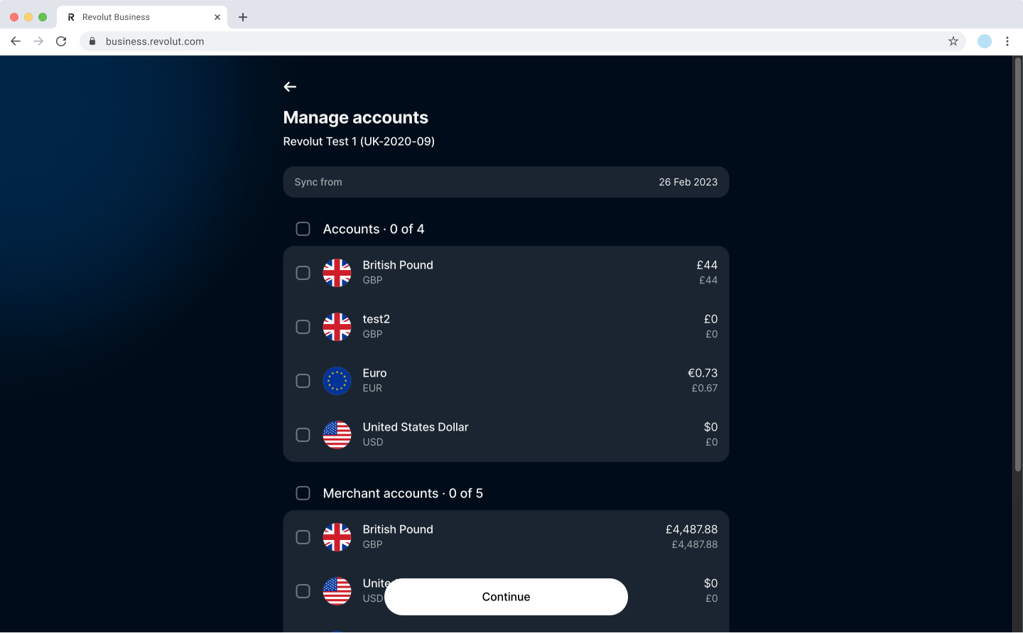 Revolut Business: Xero - Manage accounts