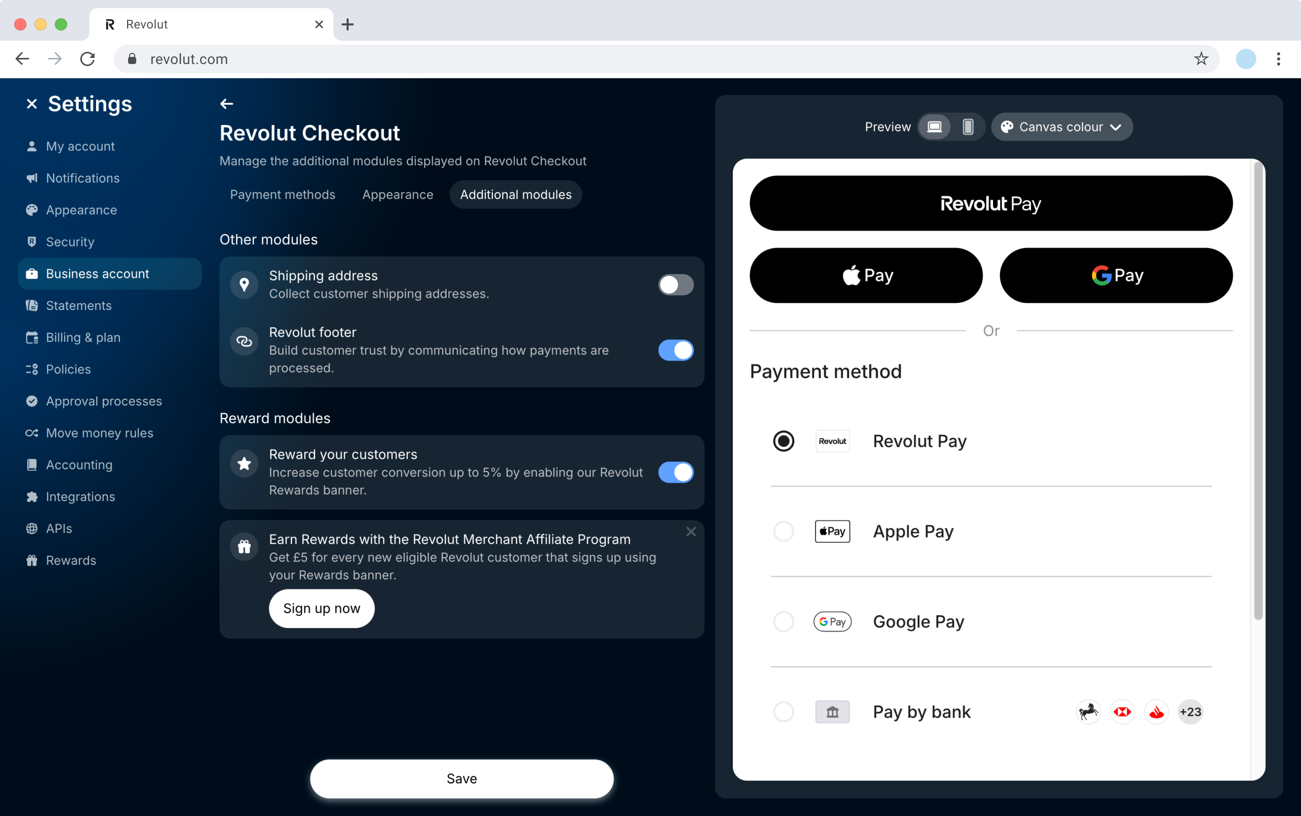Revolut Checkout - Additional modules