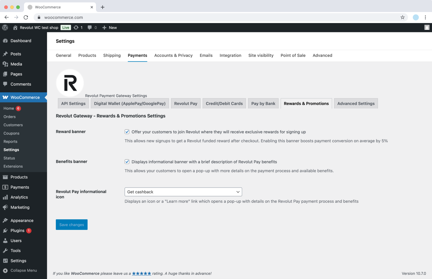 WooCommerce - Rewards and promotions settings